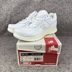 ✅Womens 7B New Balance 577 White Leather Lace Up Comfort Walking Sneakers Shoes